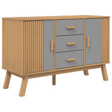 Sideboard OLDEN Grey and Brown 114x43x73.5cm Solid Wood Pine 358598