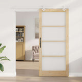 Sliding Door Natural 93 x 211 cm Solid Pine Wood and Glass 3332233
