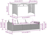 2 Piece Garden Dining Set with Cushions Grey Poly Rattan 366335
