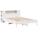 Bookcase Bed without Mattress White 140x190 cm Solid Wood Pine 3322838