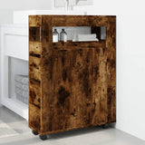 Narrow Bathroom Cabinet with Wheels Smoked Oak Engineered Wood 855272