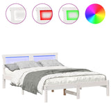Bed Frame with Headboard White 140 x 190 cm Solid pine wood 872825