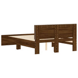 Bed Frame with Headboard and LED Brown Oak 140x200 cm 3207615