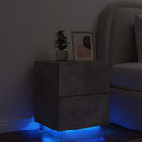 Bedside Cabinet with LED Lights Concrete Grey Engineered Wood 836741