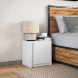 Bedside Cabinet with LED Lights White Engineered Wood 852047