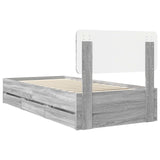 Bed Frame with Drawer Grey Sonoma 90 x 200 cm Engineered Wood 3412225