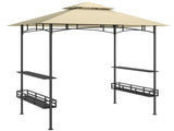 8' x 5' Grill Gazebo Canopy, Double Tiered Outdoor BBQ Gazebo Shelter with 2 Side Shelves, Storage T3398P328507