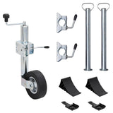Trailer Jack Wheel 60 mm with 2 Support Tubes and 3 Split Clamps 3281611
