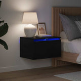 Wall-mounted Bedside Cabinet with LED Lights Black 836828