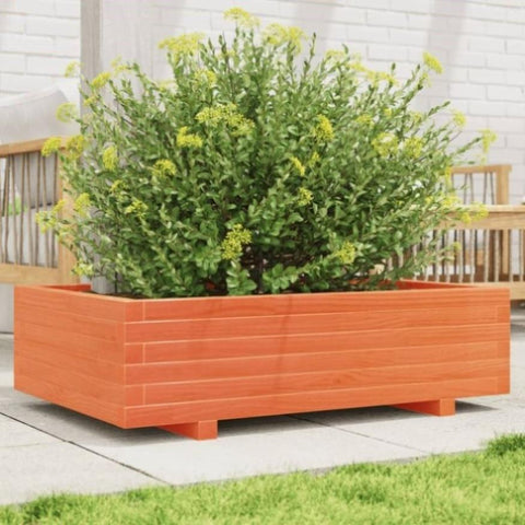 ZNTS Garden Planter Wax Brown 90x60x26.5 cm Solid Wood Pine 847345