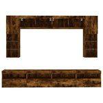 8 Piece TV Wall Cabinet Set with LED Lights Smoked Oak 3216768