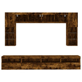 8 Piece TV Wall Cabinet Set with LED Lights Smoked Oak 3216768