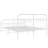 Metal Bed Frame without Mattress with Footboard White 150x200cm 376669