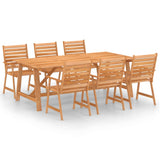 Outdoor Dining Set Warm Brown Solid Acacia Wood Large Seats Many 3057846