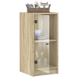 Side Cabinet with Glass Doors Sonoma Oak 35x37x75.5 cm 836401