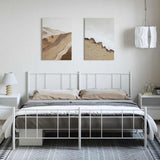 Metal Bed Frame without Mattress with Footboard White 193x203cm 352553