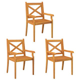 Dining Chair Set of 3 Natural Acacia Solid Acacia wood Standard 310306