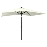 ZNTS Garden Parasol with LEDs and Steel Pole Sand 2x3 m 313787