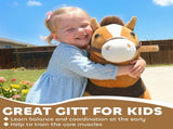 Ride On Horse, Plush Walking Horse Toy with Wheels and Saddle for Ages 3-5 Years Old, Brown T3398P422161