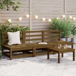 Garden Middle Sofas 3 pcs Honey Brown Solid Wood Pine 805688