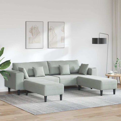 Velvet Sofa with Cushion 3 pcs Light Grey 208 cm Velvet 3335172