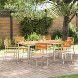 Garden Dining Set 7 pcs Solid Teak Wood and Stainless Steel 3334786