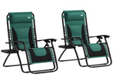 Zero Gravity Lounger Chair Set of 2, Folding Reclining Patio Chair with Padded Seat, Cup Holder, T3398P328473