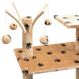 Cat Tree with Sisal Scratching Posts 125 cm Paw Prints Beige 170483