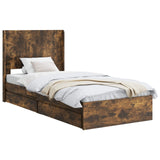 Bed Frame with Storage and Headboard Smoked Oak 90 x 190 cm 3414065