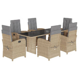 7 Piece Garden Dining Set with Cushions Beige Poly Rattan 3212496