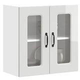 Kitchen Wall Cabinet with Glass Door Kalmar High Gloss White Engineered Wood 853669