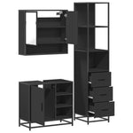 ZNTS 3 Piece Bathroom Furniture Set Black Engineered Wood 3301175