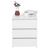 White Modern Bedside Table Cabinet Nightstand with 3 Storage Drawers Bedroom Furniture 49136774