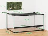 Reptile Glass Terrarium with Stone Background, Front Ventilation, Escape-Proof Knob Lock, 50 x 30 x T3398P548050
