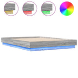 ZNTS Bed Frame with LED without Mattress Grey Sonoma 120x200 cm 3209805