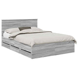 Bed Frame with Drawer Grey Sonoma 150 x 200 cm Engineer Wood 3407975
