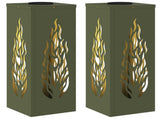 Solar LED Pathway Light 2 pcs Olive Green Cold Rolled Steel 879796