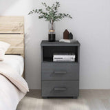 Bedside Cabinet "HAMAR" Dark Grey 40x35x62 cm Solid Wood Pine 340414