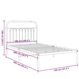 Metal Bed Frame without Mattress with Headboard White 100x200cm 376644