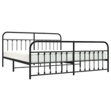 Bed Frame Black Powder-Coated Steel Double Bed Durable 352602