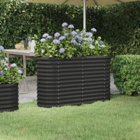 ZNTS Garden Raised Bed Powder-coated Steel 114x40x68 cm Anthracite 318891