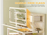 Wooden Hamster Cage with Hut, Wheel, Ramps, Removable Viewing Panels, 100 x 50 x 84 cm, Natural Wood T3398P553398