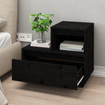 ZNTS Bedside Cabinets 2 pcs Black 60x34x51 cm Solid Wood Pine 814383