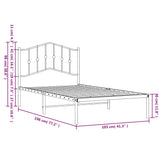 Metal Bed Frame without Mattress with Headboard White 100x190cm 373832
