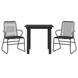 3 Piece Garden Dining Set Black PVC Rattan 3060273