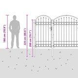 Garden Fence Gate with Arched Top Grey 400 x 125 cm Steel 42008956