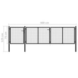 Garden Gate Steel 400x75 cm Anthracite 144328