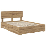 Bed Frame with Drawer Artisan Oak 140 x 190 cm Engineered Wood 3412381
