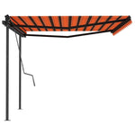 ZNTS Manual Retractable Awning with Posts 4x3 m Orange and Brown 3070140
