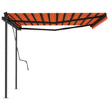 ZNTS Manual Retractable Awning with Posts 4x3 m Orange and Brown 3070140